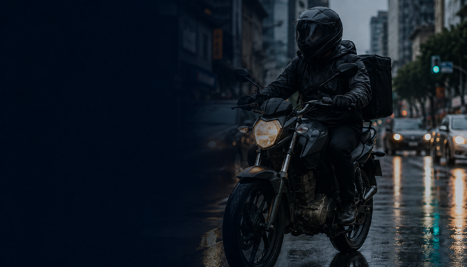 Moto em deslocamento urbano